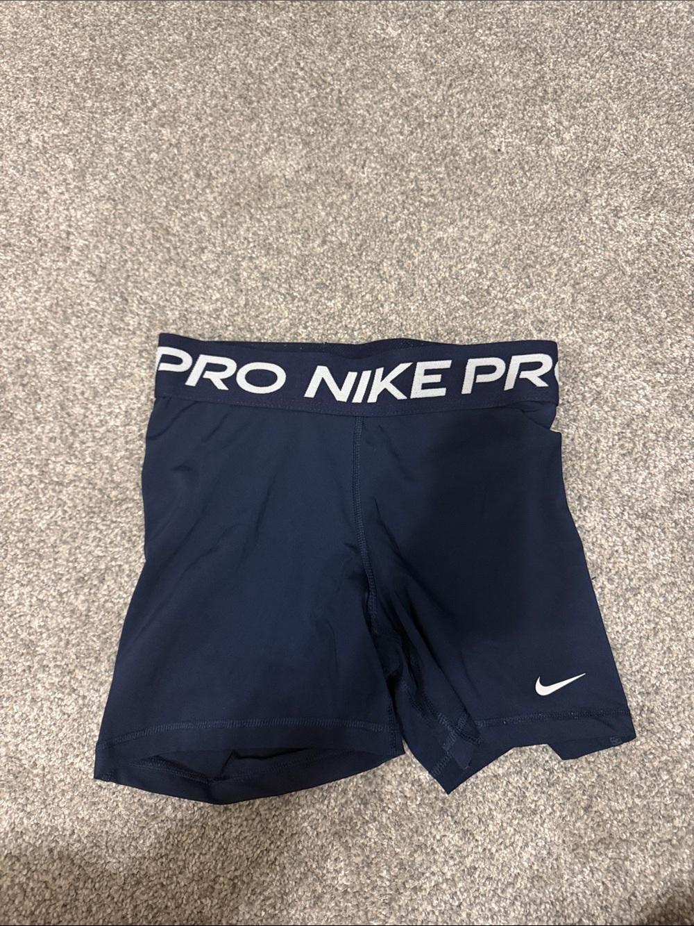 Nike Navy Athletic Compression Shorts with White Logo